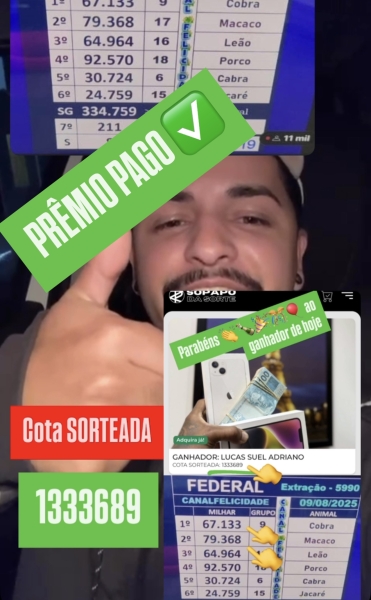 GANHADOR: LUCAS SUEL ADRIANO 
